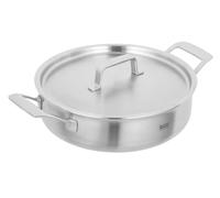 Kuhn Rikon Shallow Casserole Pot 3L/24cm 5-Ply Stainless Steel & Aluminium Pan, Oven & Dishwasher Safe Multi-Ply Cooking Pan with Stainless Steel Lid, Induction Casserole Dishes - Culinary Fiveply
