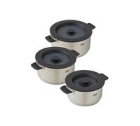 Kuhn Rikon Smart & Compact 3-Piece Space-Saving Stackable Induction Safe Casserole Pot Set in Silver Kuhn Rikon Silver
