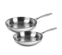 Kuhn Rikon Frying Pan Set 24cm & 28cm, Uncoated Stainless Steel Pan with Stay-Cool Handles & Mirror Finishes. Use on Any Hob, Including Induction & Solid Fuel. Oven & Dishwasher Safe - Allround