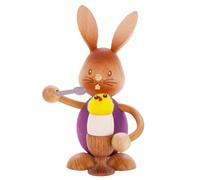 Kuhnert Drechslerei Easter Decoration / Easter Bunny "Stupsi Rabbit Egg Cup" 11 cm, Made of Finest Wood, for a Charming Easter Party or a Permanent Decoration, Wooden Art from the Ore Mountains