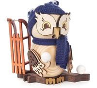 Kuhnert - Smoking owl 15cm - Owl with sled - Genuine Ore Mountains