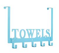 Kuhome Towel Rack Towel Holder for Bathroom Over The Door Hooks Door Mount Towel Hooks for Bathroom, Door Rack Robe Hooks Towel Hanger for Wall Metal Sandblasted Organizer for Pool Beach Towel (Blue)