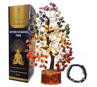 Kuhvai Seven Chakra Tree of Life, Crystal Tree for Positive Energy, 7 Chakra Tree, Feng Shui Tree, Stone Decor Natural Artificial Tree, Spiritual Gift Decorations Gemstone Tree, Free 7 Chakra Bracelet