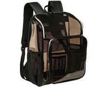 KUI WAN Clear Backpack for School Large Clear Bookbag with Multi-Pockets PVC Transparent Backpack for College, Amber-1pack, L, Rucksack Backpacks