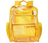 KUI WAN Clear Backpack, Heavy Duty Transparent Bookbag for Women and Men, Yellow, L, Clear Backpack