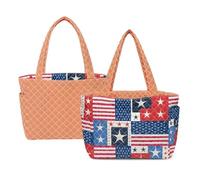 Kuiaobaty 1776-2026 American Reversible Quilted Tote Bag for Women Soft Reversible Large Quilted Purse with Side Pocket Lightweight Shoulder Bag for Spring College School (Orange)