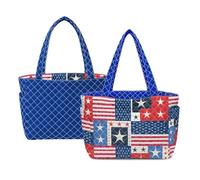 Kuiaobaty 1776-2026 American Reversible Quilted Tote Bag for Women Soft Reversible Large Quilted Purse with Side Pocket Lightweight Shoulder Bag for Spring College School (Blue)