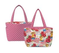 Kuiaobaty 250 Years USA Independence Day Reversible Quilted Purse for Women Large Tote Bag with Side Pockets 250 Years of Freedom Shoulder Bag for Summer Beach Travel Shopping Bags (Pink)