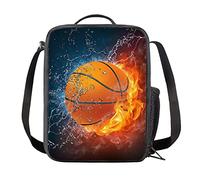Kuiaobaty 3D Basketball Printed Lunch Bag for Men Work,Fire Basketball Teens Boy Insulated Lunch Box for School