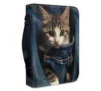 Kuiaobaty 3D Cat Print Book Cover Case with a Bookmark, Cute Kitty Bible Book Sleeve Protector Pouch, Faux Leather, Large