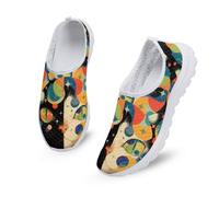 Kuiaobaty Abstract Cat Art Women's Slip-On Sneaker Ladies Walking Shoes, Modern Color Cats Print Non-Slip Breathable Trainers with Memory Foam