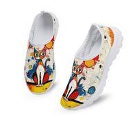 Kuiaobaty Abstract Cat Painting Womens Running Shoes Slip On Athletic Trainers, Modern Color Art Breathable Gym Jogging Workout Shoes