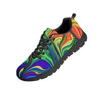 Kuiaobaty Abstract Color Women's Running Shoes, Colorful Fluid Art Mens Trainers for Tennis,Hiking, Breathable Mesh Gym Sneakers
