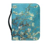 Kuiaobaty Almond Bloom Soft Leather Book Cover for Bible, Van Gogh Art Novel Book Carry Case with Inside Slots for Phone,Pen