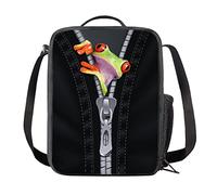 Kuiaobaty Animal Frog Printed Lunch Bag for Kids Children,Insulated Meal Tote Shoulder Bag with Adjustable Strap,Meal Bag