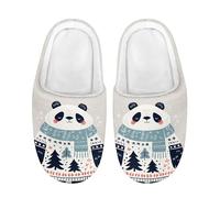 Kuiaobaty Animal Panda Toddler Slippers with Fuzzy Fleece Linning Winter Panda Bear Print Warm Winter House Shoes Cozy Slippers for Indoor/Outdoor