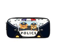 Kuiaobaty Animal Police Print Pencil Case for Kids, Cartoon Tigers Pencil Pouch for Boys Girls Children Durable Zipper Pencil Bag
