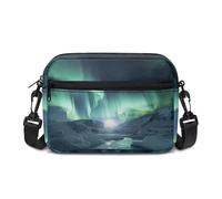 Kuiaobaty Aurora Lights Crossbody Bag for Women Multi-Pocket, Green Polar Lights Shoulder Handbags Aurora Borealis Print Travel Messenger Bag