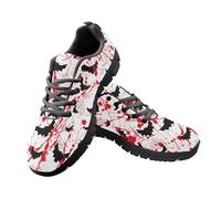Kuiaobaty Bat Splashing Blood Stains Comfort Walking Shoes Halloween Gothic Bats Silhouette Lightweight Breathable Mesh Shoe Lady Girls Athletic