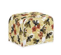 Kuiaobaty Bees Floral 2 Slice Toaster Cover, Yellow Honeycomb Print Bread Maker Cover Dustproof Caps for Two Slice Toaster Kitchen Appliance