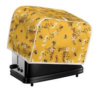 Kuiaobaty Bees Floral Cover for Toaster 2/4 Slice, Yellow Bread Maker Dust Proof Case Washable Bakeware Protector, Anti Fingerprint