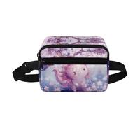 Kuiaobaty Belt Bag for Girls Kids Fanny Bag with Adjustable Shoulder Straps Cute Waist Pack for Sports, Cherry Blossom Axolotl, Waist-packs