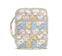 Kuiaobaty Bible Cover Case for Women Heart Patchwork Pastel Bible Study Supplies Quilted Church Bible Bag with Zipper Portable Bible Carrying Case with Pocket Your Holy Bible for Church Travel