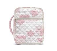 Kuiaobaty Bible Cover Case for Women Pink Rose Dot Patchwork Bible Study Supplies, Quilted Bible Bag Large with Zipper Pocket,Bible Carrying Case for Meditation & Contemplative Prayer Groups