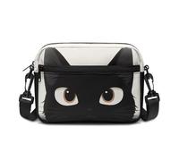 Kuiaobaty Black Cat Crossbody Bag for Women Large Ladies Shoulder Bag, Cat Face Print Multi Pocket Handbag for Shopping, Hiking, Everyday Use