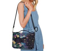 Kuiaobaty Black Cat Pattern Bible Carrying Case Book Bags with Detachable Shoulder Strap, Flower Cluster Bible Book Bag Christian Gift for Men,Women