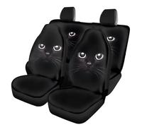 Kuiaobaty Black Cat Print Car Seats Covers Non Slip 3D Cat Pattern Car Eat Covers 4 Pcs for Most Minivan SUV Cars Truck, Seat Wrap Cloth