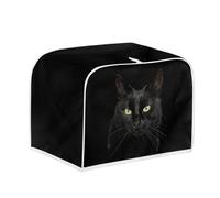 Kuiaobaty Black Cat Print Toaster Cover for 2 Slice, 3D Animal Dust Proof Case for Bread Maker Kitchen Appliance Cover with Hook