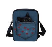 Kuiaobaty Black Cat Shoulder Bag for Women - Ladies Cross-Body Handbags, Cat In Pocket Print Satchel Messenger Bag for Shopping Work