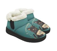 Kuiaobaty Black Cat Slipper Boots Womens Memory Foam House Shoes, Cute Coffee Cats Print Ladies Walking Shoes Bootie Slippers for Indoor & Outdoor, Size 4