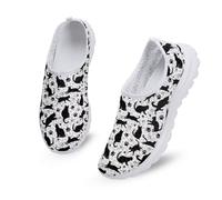 Kuiaobaty Black Cat Trainers for Women Wide Fit Athletic Sneakers, Cute Kitty Cats Paws Comfortable Walking Shoes with Memory Foam