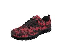 Kuiaobaty Black Red Mens Athletic Running Shoes Sport Sneakers, Abstract Color Splash Mesh Soft Sole Casual Athletic Trainers