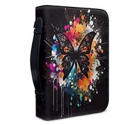 Kuiaobaty Black Small Book Cover with Zipper and Handle 9"x6", Color Splash Butterfly Book Covers Bible Protective Bags Holds & Protects