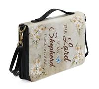 Kuiaobaty Blessing Quote Bible Protective Bag with Shoulder Strap, Lord Quote Daisy Flower Faux Leather Book Case Christian Gift for Women,2XL