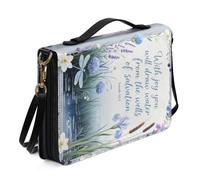 Kuiaobaty Blessing Quotes Bible Case Dragonfly Floral Book Bags with Shoulder Strap, Inspired Lord Quote Bible Book Bag Christian Gift for Women,XL