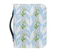 Kuiaobaty Blue Book Sleeve for Bible,Novel,Notebook, Flowers PU Leather Book Cover Case with Inside Pen Pocket, Lily of The Valley