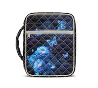 Kuiaobaty Blue Rose Butterfly Bible Cover Case for Women Bible Study Supplies Quilted Large Bible Bag with Zipper Pocket,Bible Carrier for Spring Church Events & Garden Devotion Gift