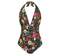 Kuiaobaty Boho Women Tummy Control One Piece Swimsuits Jamaica Halter Neck Tie Knotted Swimming Costume Swimwear