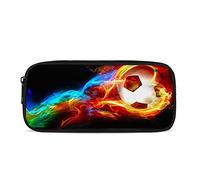 Kuiaobaty Boy Soccer Printed Pencil Case Colorful Fire Football Stationary Bags Pencil Pouch for School Office