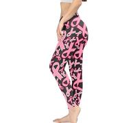Kuiaobaty Brest Cancer Awareness Women's Leggings High Waisted Yoga Pants, Pink Ribbon Pattern Tights Legging Tummy Control, 29"