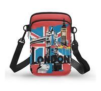 Kuiaobaty British Flag Pattern Crossbody Phone Bag London City Print Cell Phone Wallet Mobile Purse Shoulder Adjustable Strap Shoulder Bag for Travel