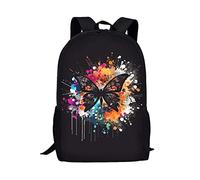 Kuiaobaty Butterfly Bookbag School Bag for Teen Girls, Color Splash Butterflies Kids Daypack Bags Back To School Backpack Rucksack
