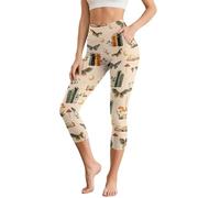 Kuiaobaty Butterfly Books Capri Leggings for Women, Moons Book Print 3/4 Length High Waisted Leggings Soft Yoga Pants for Workout Running Gym, 26"