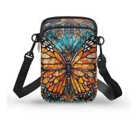 Kuiaobaty Butterfly Print Crossbody Phone Bag Irregular Glass Geometric Messenger Bag for Women Colorful Butterflies Small Crossbody Wallet Phone Bag