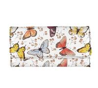 Kuiaobaty Butterfly Print Small Purse for Teenage Girls Cute Flower Long Wallet Trifold Card Holders Organizer Coin Purse Artificial Leather Wallet