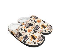 Kuiaobaty Cartoon Bears Slippers for Women Memory Foam Cute Forest Bear Pattern Comfy Fuzzy House Scuffs Slippers with Fleece Lining Rubber Soles